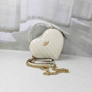 Heart-Shaped White Bag with Gold Chain